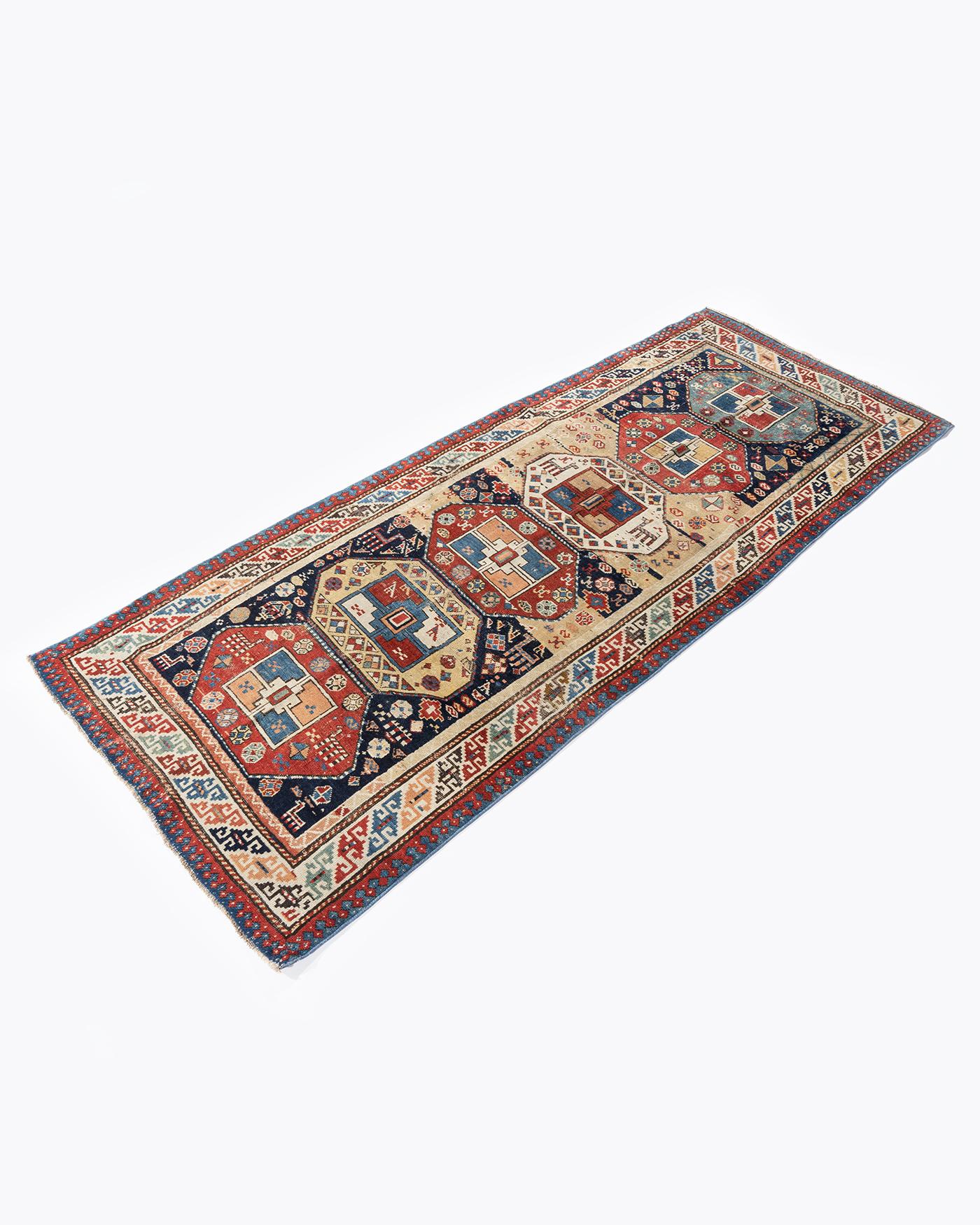 Vintage NW Blue Persian Animal Design Runner Rug 3'4 X 8'5 For Sale 7