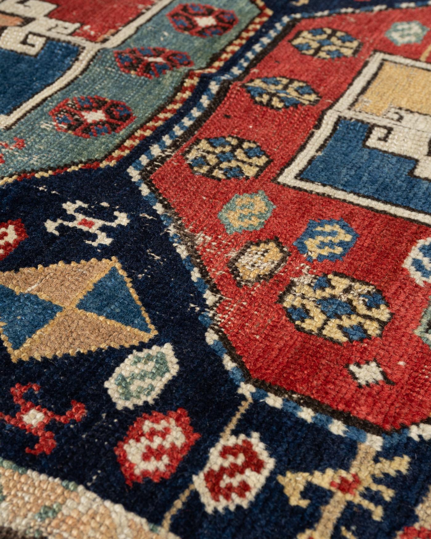 Vintage NW Blue Persian Animal Design Runner Rug 3'4 X 8'5 For Sale 8