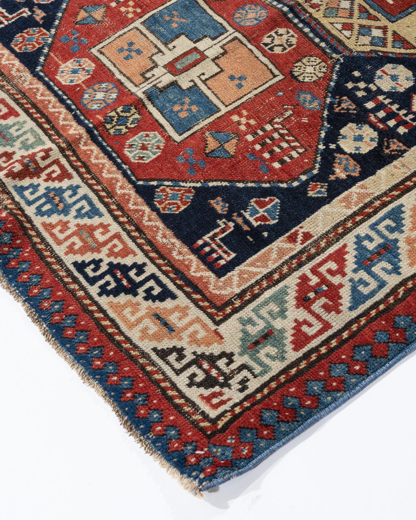 Hand-Woven Vintage NW Blue Persian Animal Design Runner Rug 3'4 X 8'5 For Sale
