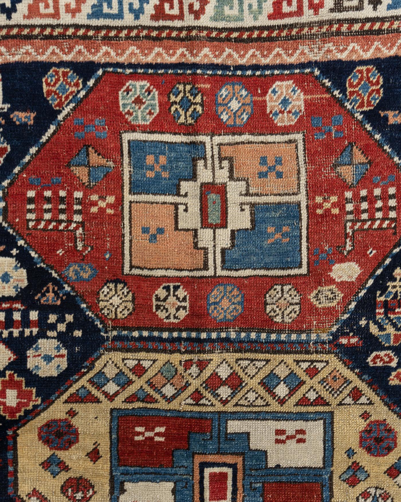 20th Century Vintage NW Blue Persian Animal Design Runner Rug 3'4 X 8'5 For Sale