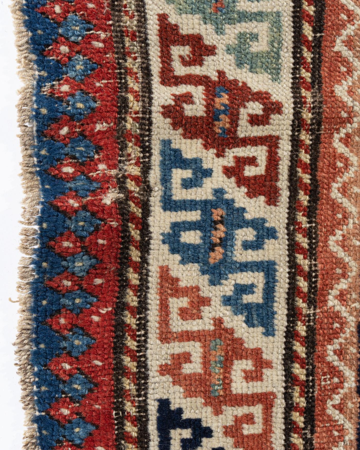 Wool Vintage NW Blue Persian Animal Design Runner Rug 3'4 X 8'5 For Sale