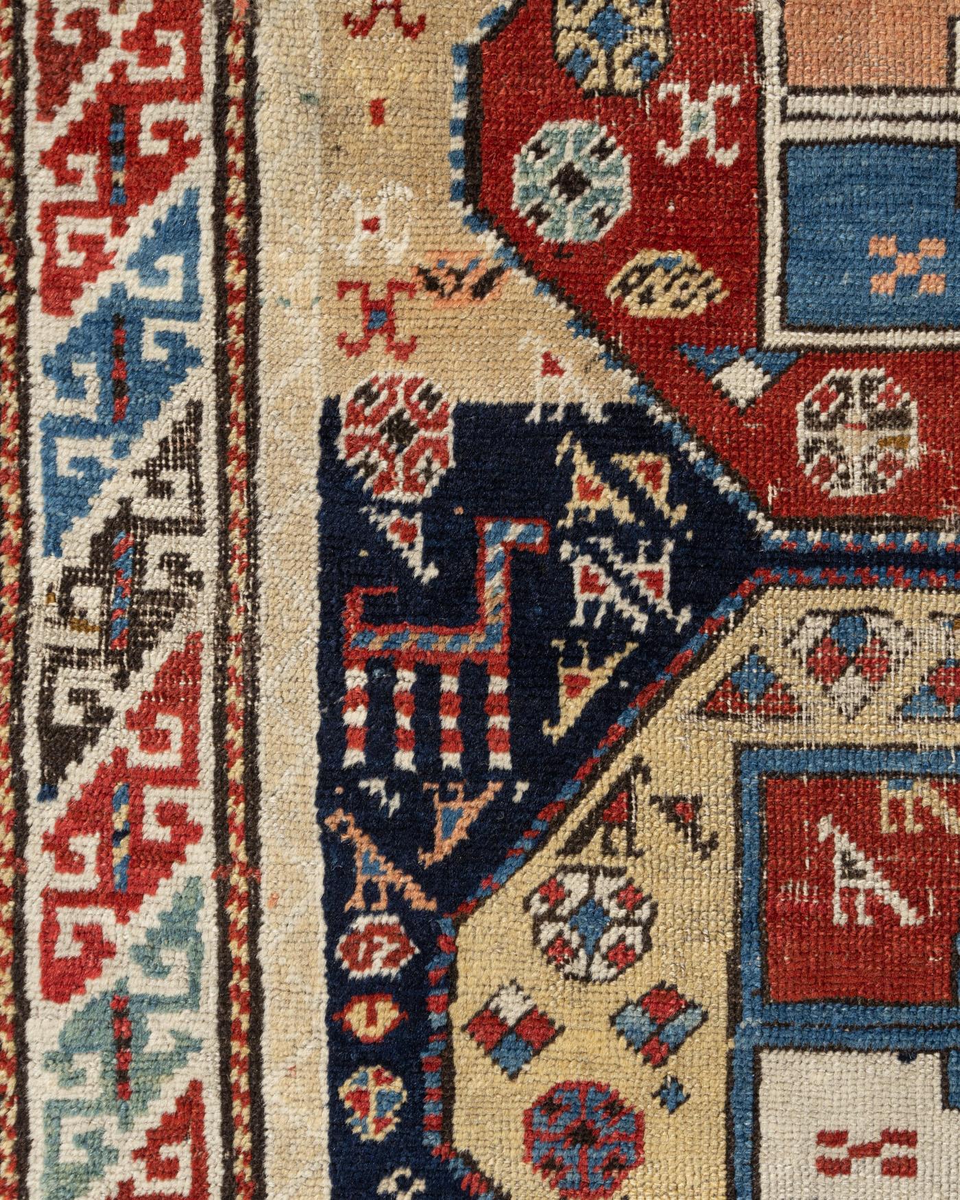 Vintage NW Blue Persian Animal Design Runner Rug 3'4 X 8'5 For Sale 3