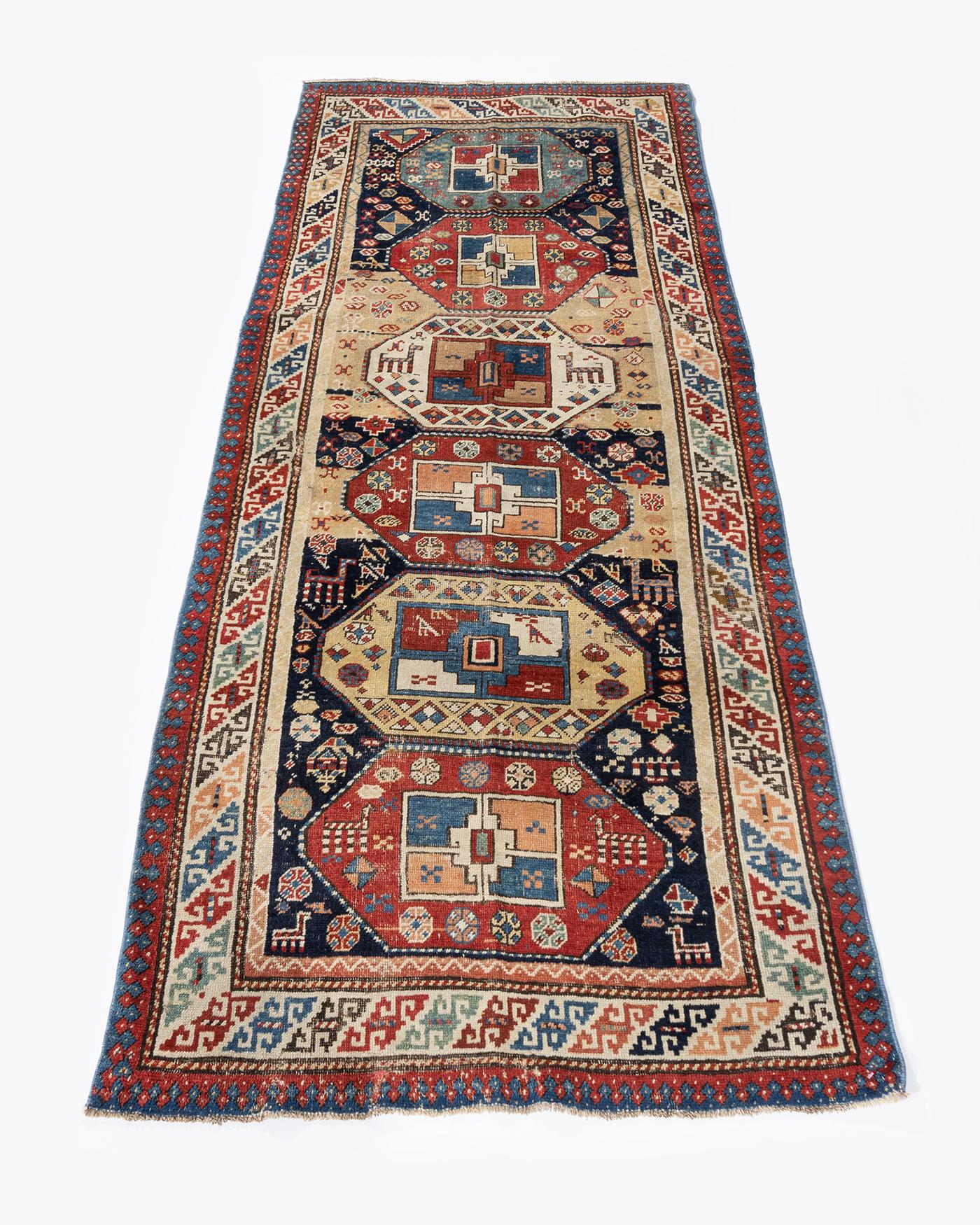 Hand-Woven Vintage NW Persian Animal Design Runner Rug 3'4 X 8'5 For Sale