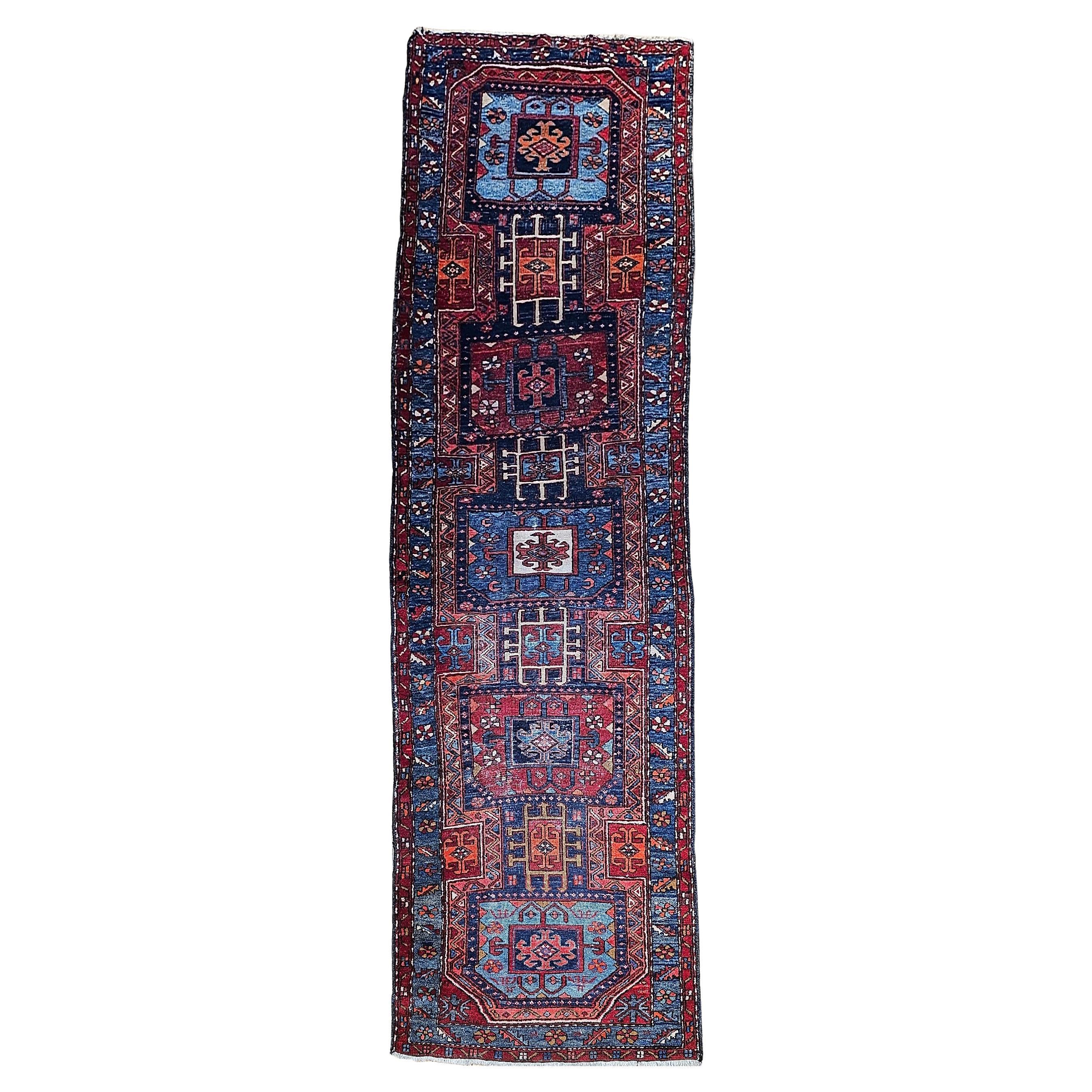 Vintage NW Persian Wide Runner in Geometric Medallion Pattern