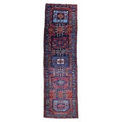 Vintage NW Persian Wide Runner in Geometric Medallion Pattern