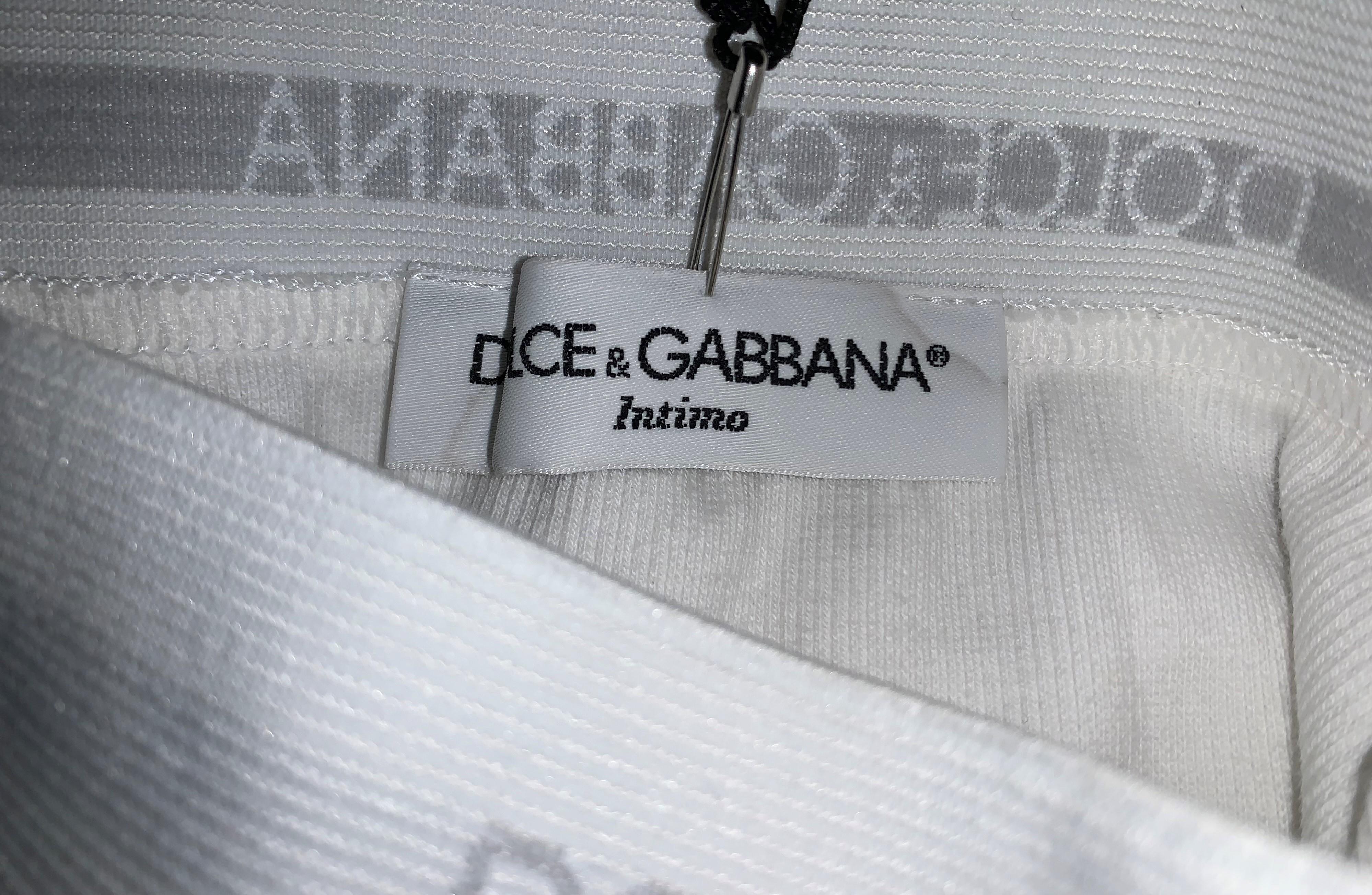 Gray Vintage NWT 1990s Dolce & Gabbana White Logo Monogram High Waist Pin-Up Lingerie
