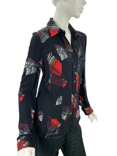 Vintage NWT Gucci FW 2007 Button Up Printed Shirt Silk Crepe Italian 44