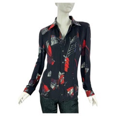 Vintage NWT Gucci FW 2007 Button Up Printed Shirt Silk Crepe Italian 44