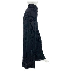 Vintage NEU Gucci F/S 1993 Schwarze Hose mit weitem Bein aus Samt & Seide, durchsichtiges Breites Bein, Reiter 40