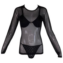 Used NWT S/S 1998 Gucci Tom Ford Black Crystal Logo Monogram Lingerie Top Set