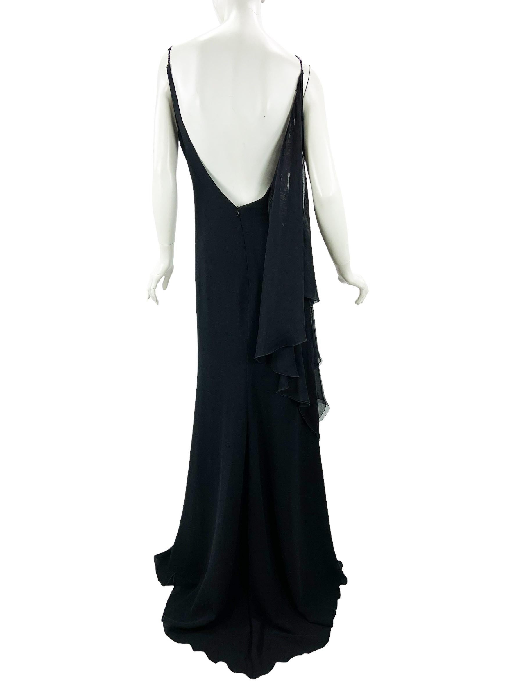 Vintage NWT Valentino FW Runway 2006 Sheer Side Silk Embellished Dress Gown US 6 For Sale 1