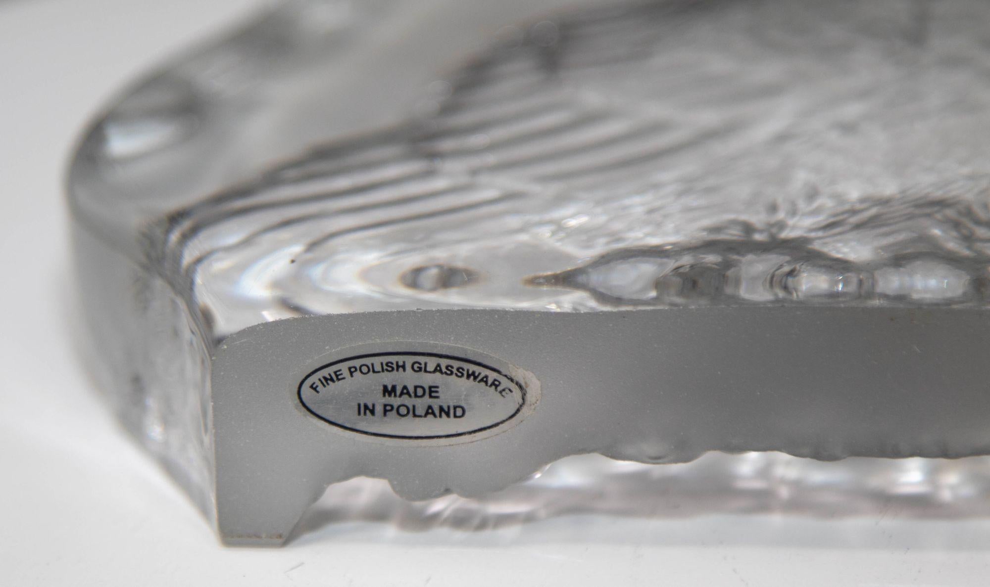 Nybro Pologne grand presse-papier d'art en cristal d'aigle gravé en vente 4