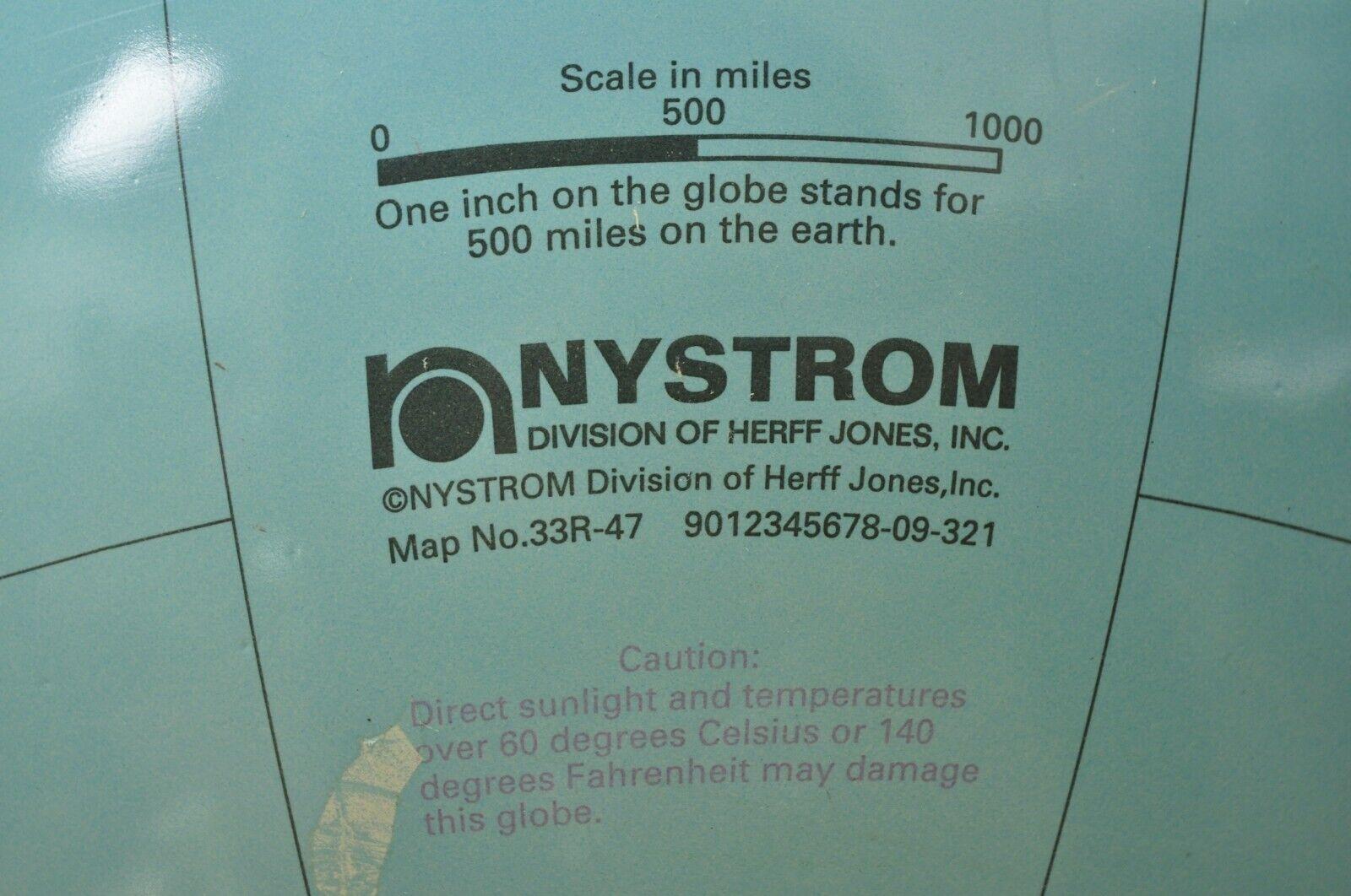Vintage Nystrom Readiness World Globe Blue Relief Spin and Tilt 2