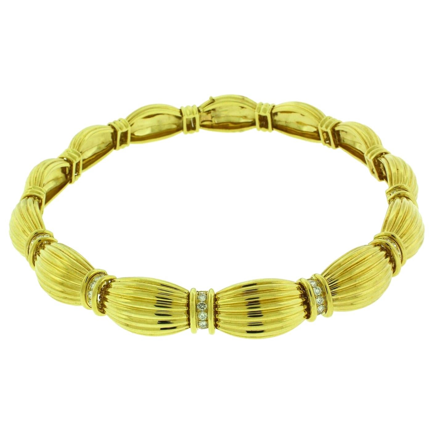 Vintage O. J. Perrin 2 Carat Diamond 18 Karat Yellow Gold Necklace For Sale