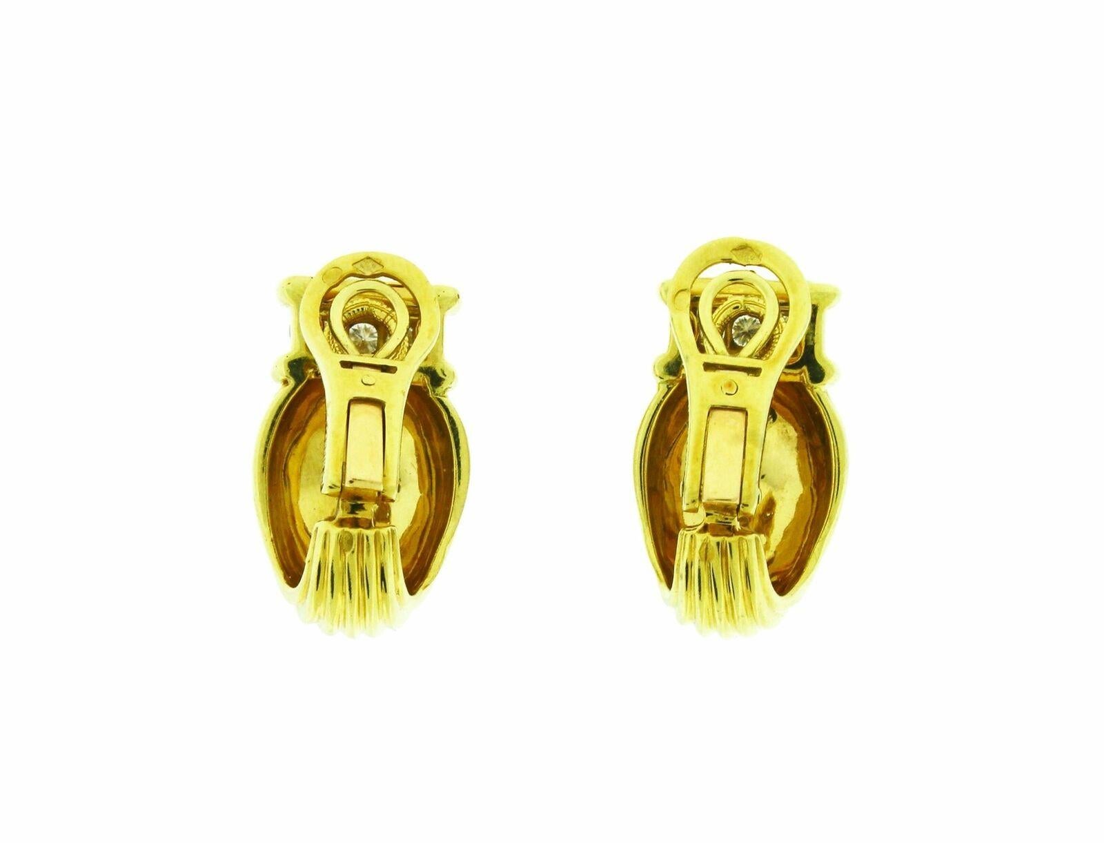 Vintage O. J. Perrin Diamond Clip-On 18 Karat Yellow Gold Earrings 1