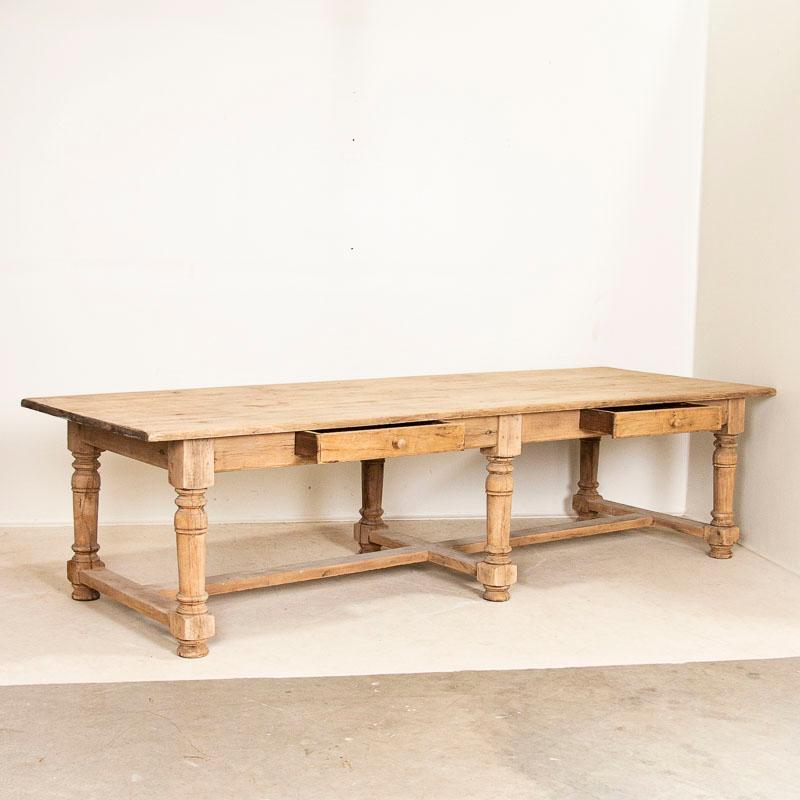 20th Century Vintage Oak Refectory Library Table with 4 Drawers