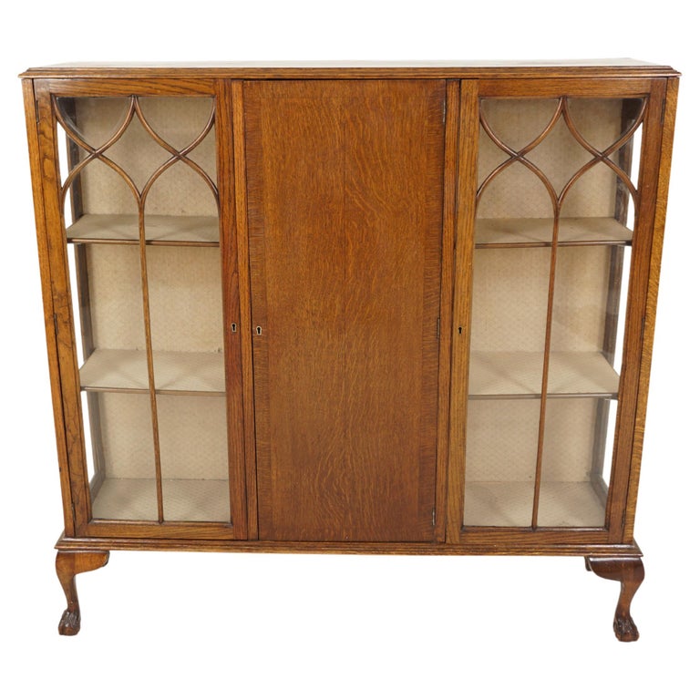 Vintage Oak 3 Door Display China Bookcase, Scotland
