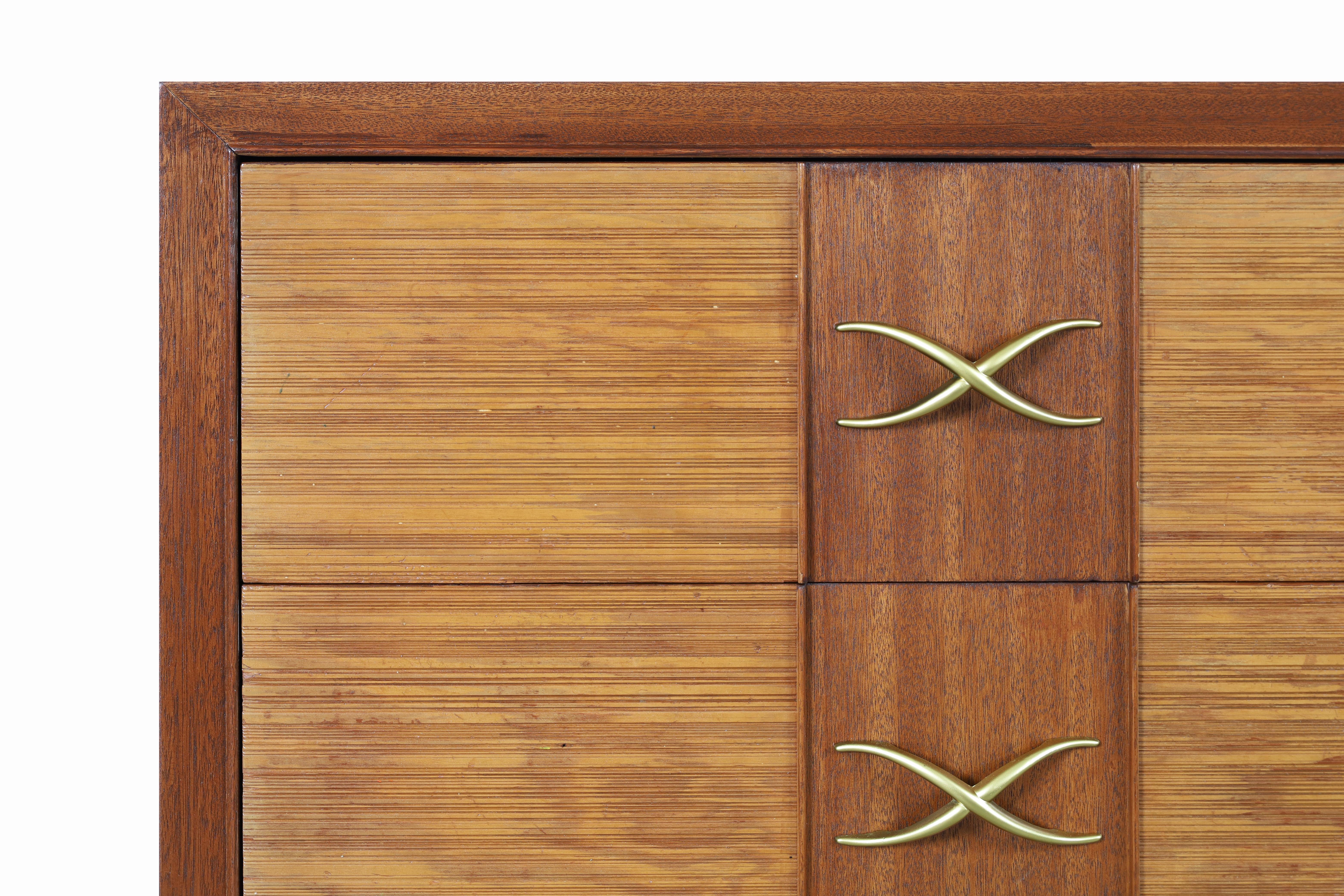 Vintage Oak and Brass Chest of Drawers by Paul Frankl for Brown Saltman 2