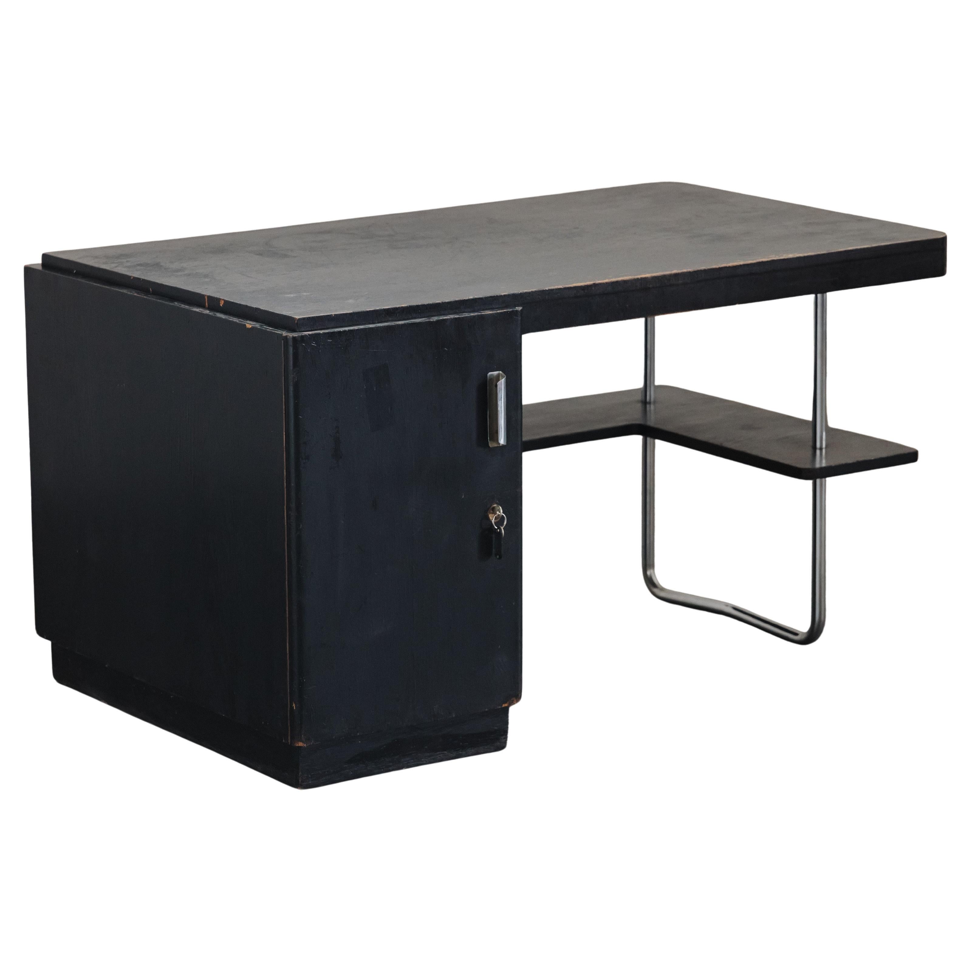 Vintage Oak and Chrome Desk From France, CIrca 1960