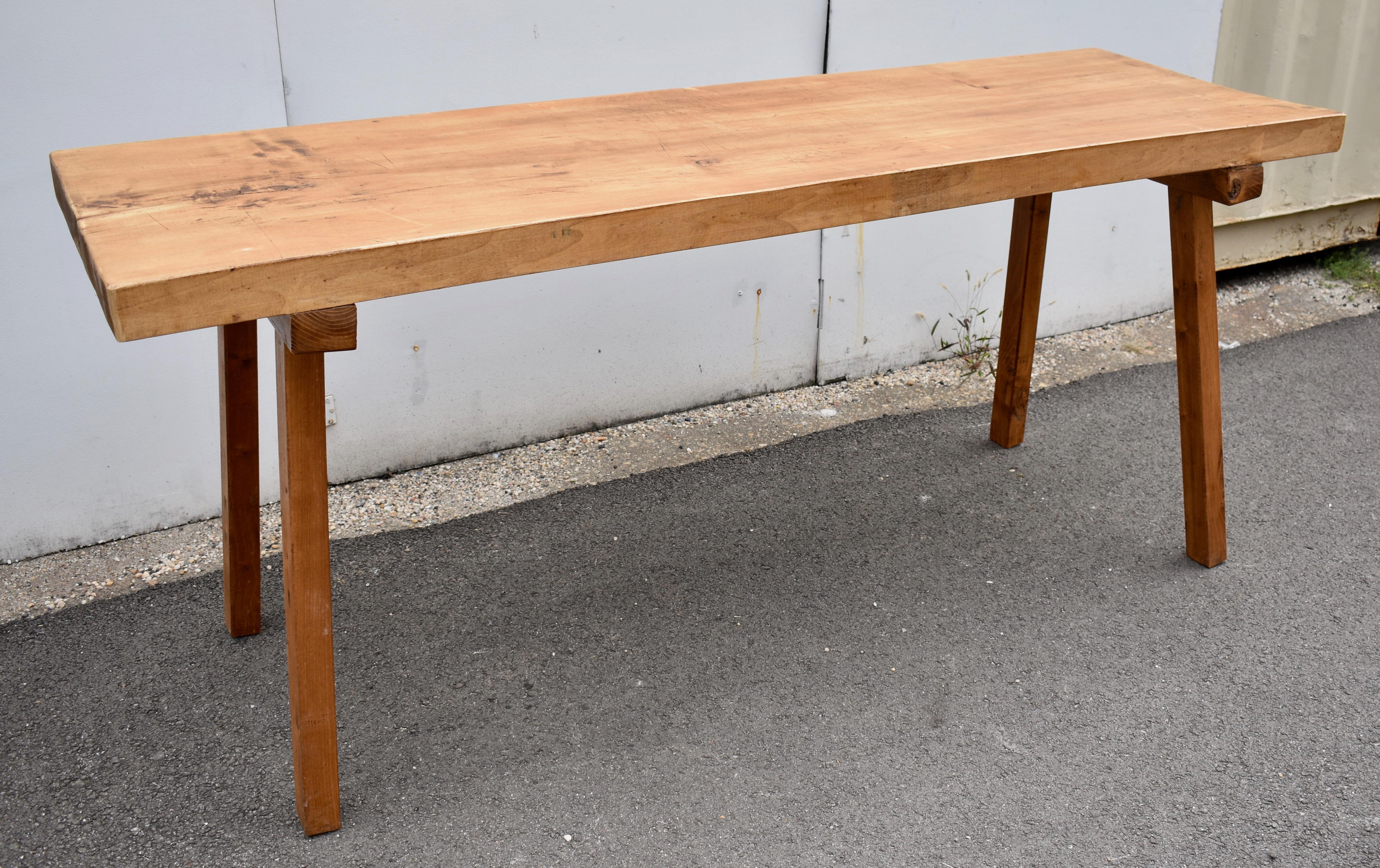 Country Vintage Oak and Elm Pig Bench Butcher's Block Table For Sale