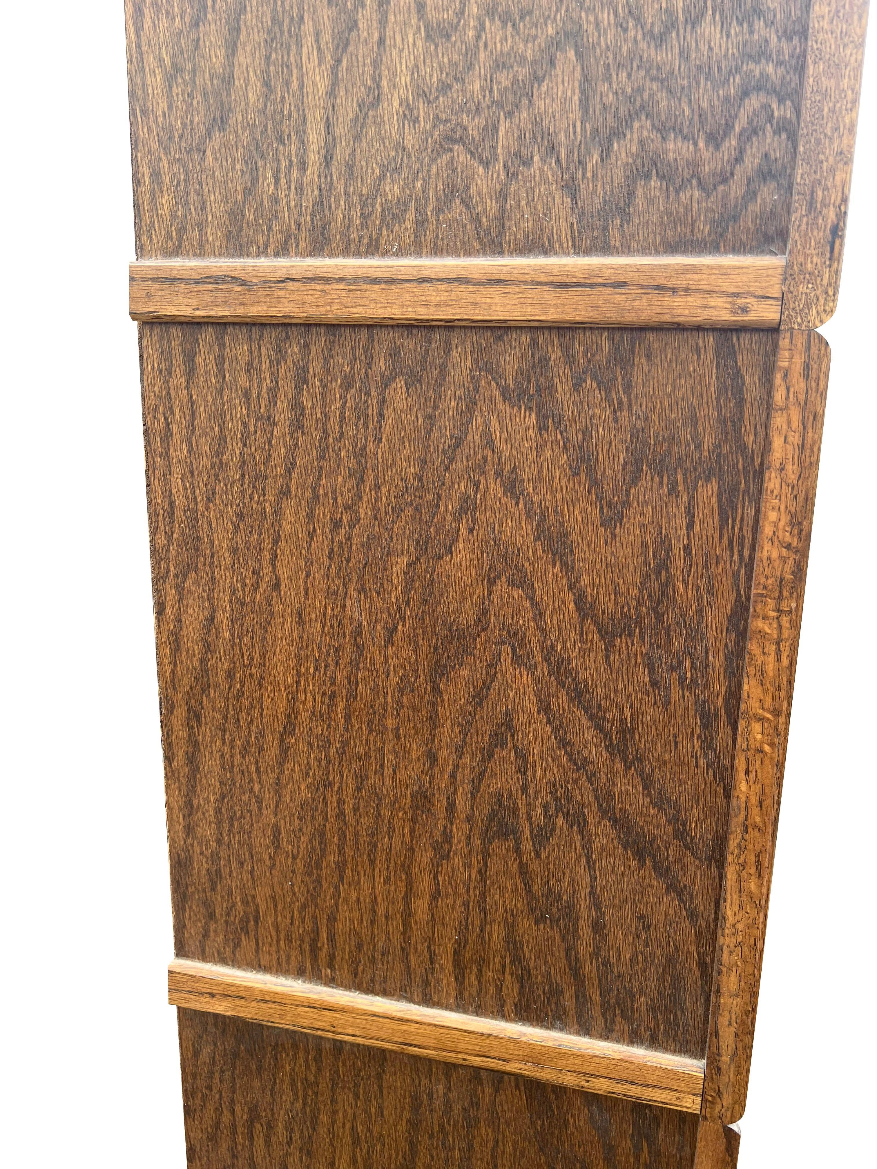 Vintage Oak and Glass Barrister Style Bookcase Shelving 6 Stack. One Piece Unit 2