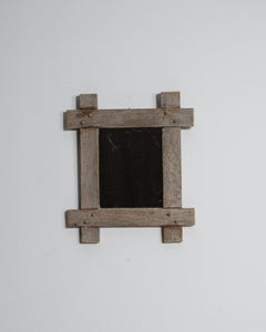 Vintage Oak and Glass Wall Mirror, France, 1970s, Decorative Design
