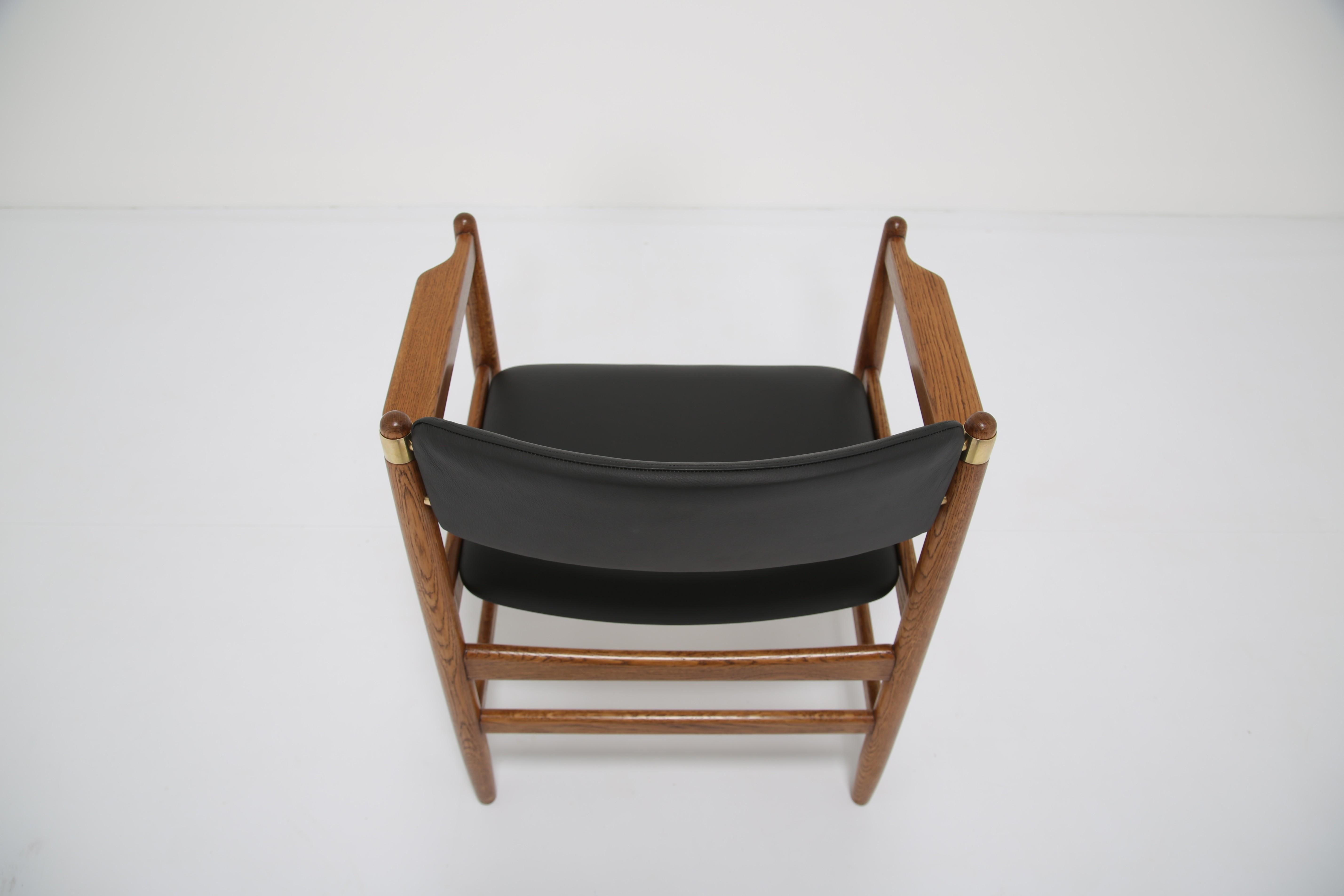 Poltrona vintage in Oak e pelle di Børge Mogensen per Karl Andersson, 1960. in vendita 6