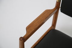 Vintage Oak and Leather Armchair by Børge Mogensen for Karl Andersson, 1960s.
