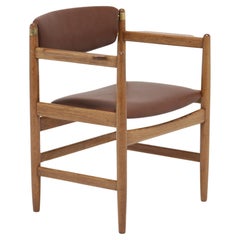 Poltrona vintage in Oak e pelle di Børge Mogensen per Karl Andersson, 1960.