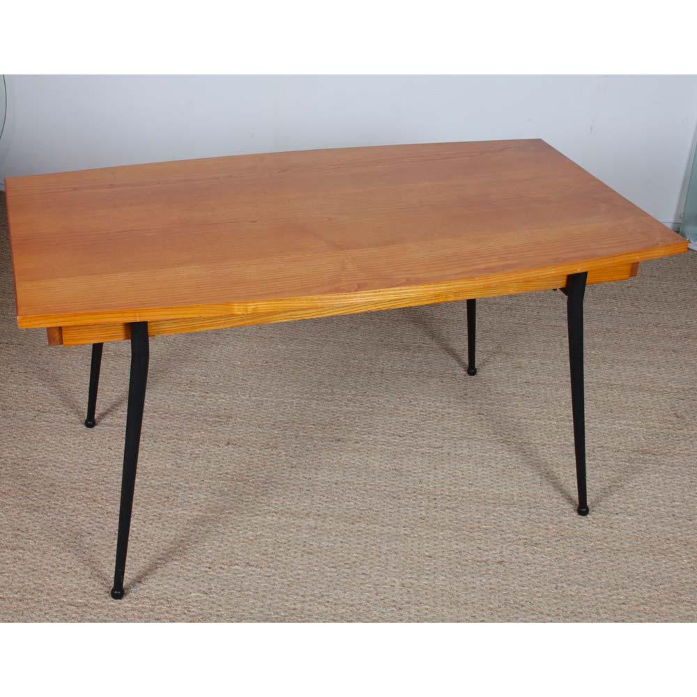 Métal Vintage oak and metal dining table from the 1960s en vente