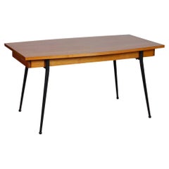 Vintage oak and metal dining table from the 1960s