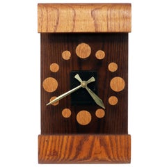 Vintage Oak and Smoked Acrylic Mod Wall Clock