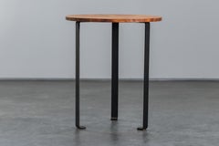 Vintage Eiche und Stahl Beistelltisch aus Frankreich, ca. 1970
