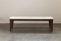 Vintage Oak And Stone Top Console Table From France, Circa 1960