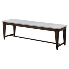 Vintage Oak And Stone Top Console Table From France, Circa 1960