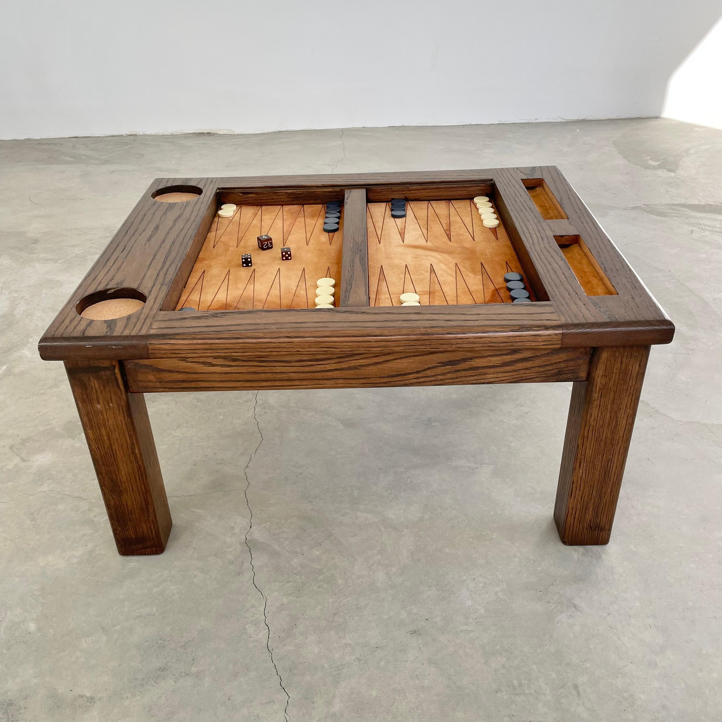Vintage Oak and Suede Backgammon Table 4