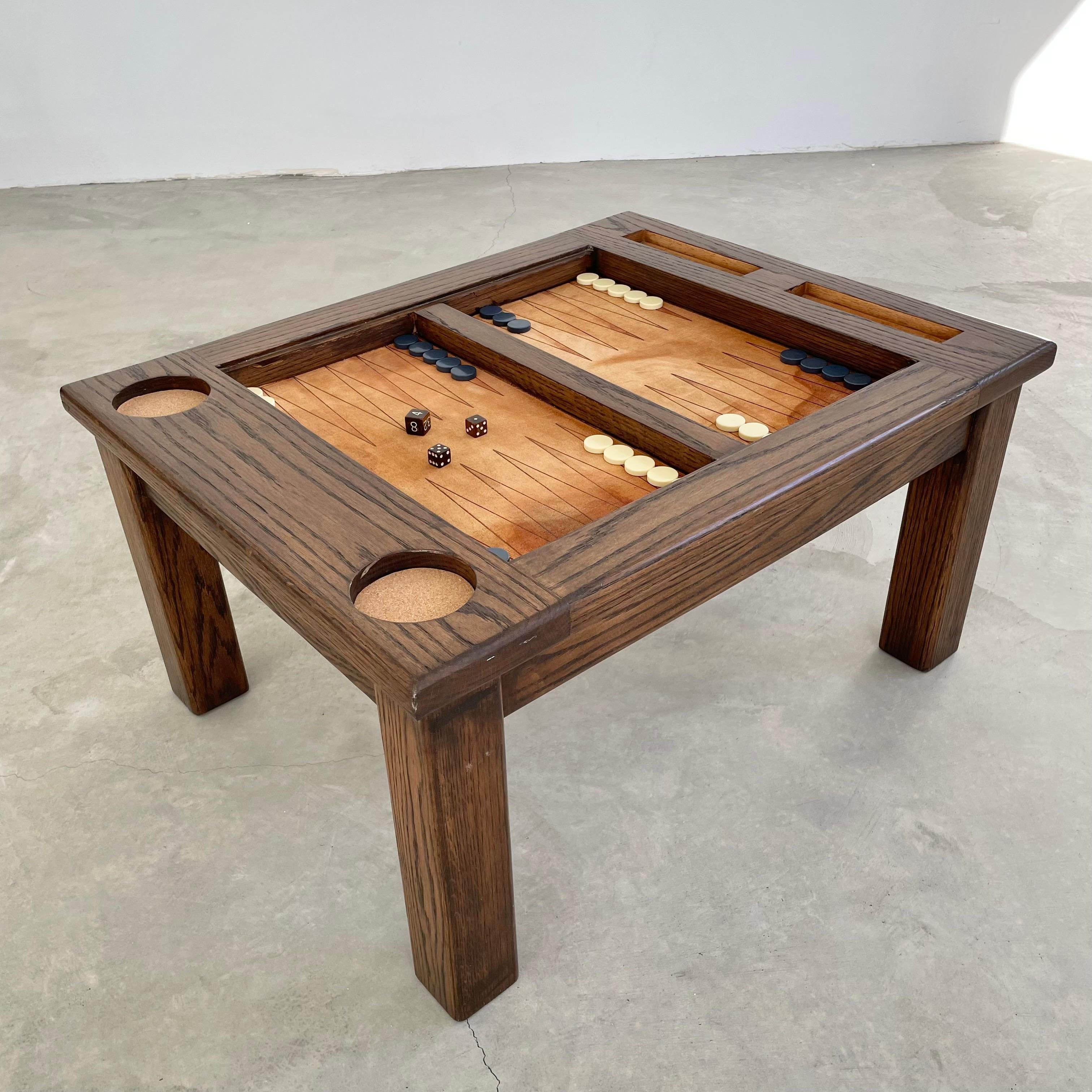 Vintage Oak and Suede Backgammon Table 5
