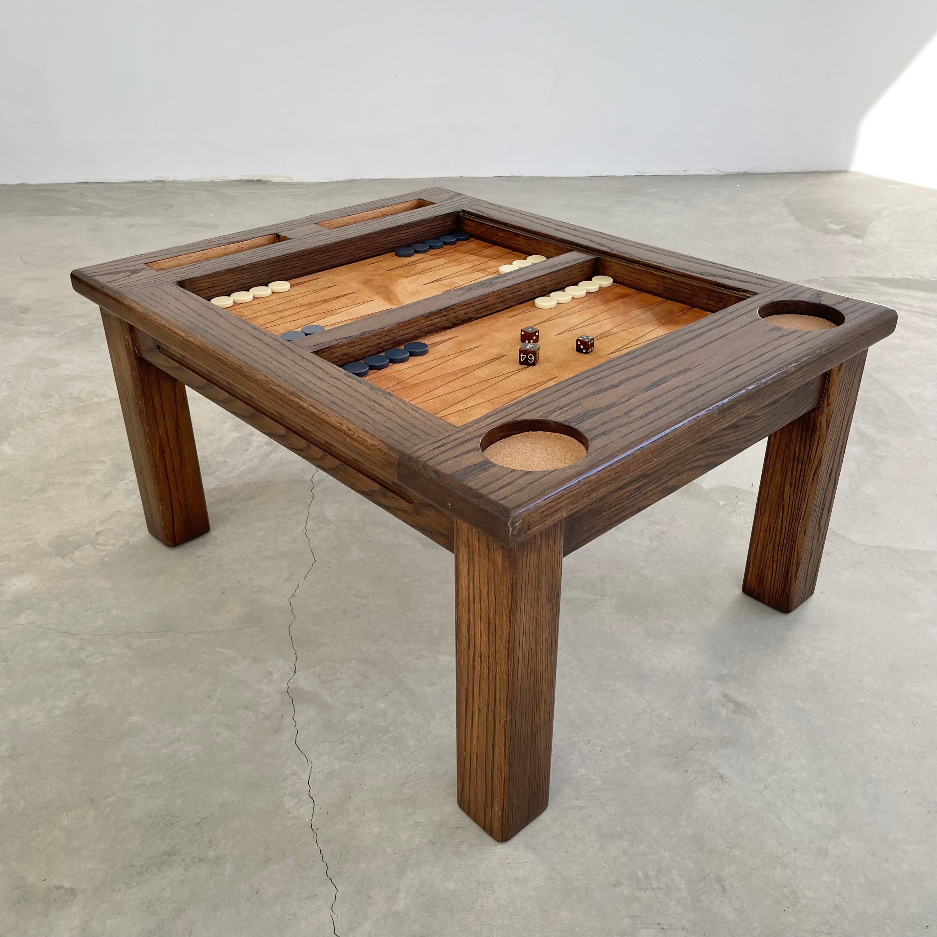 Vintage Oak and Suede Backgammon Table 7
