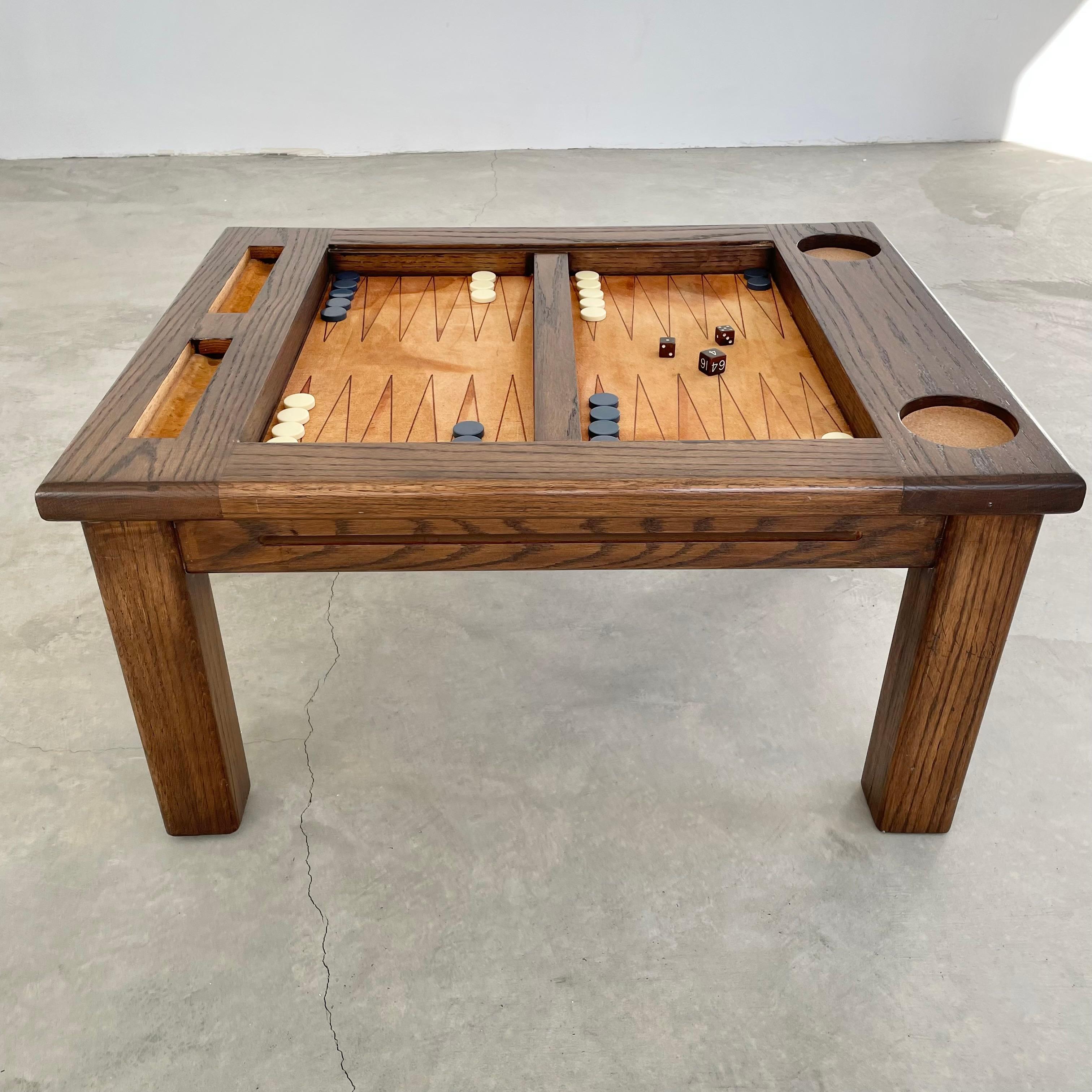Vintage Oak and Suede Backgammon Table 8