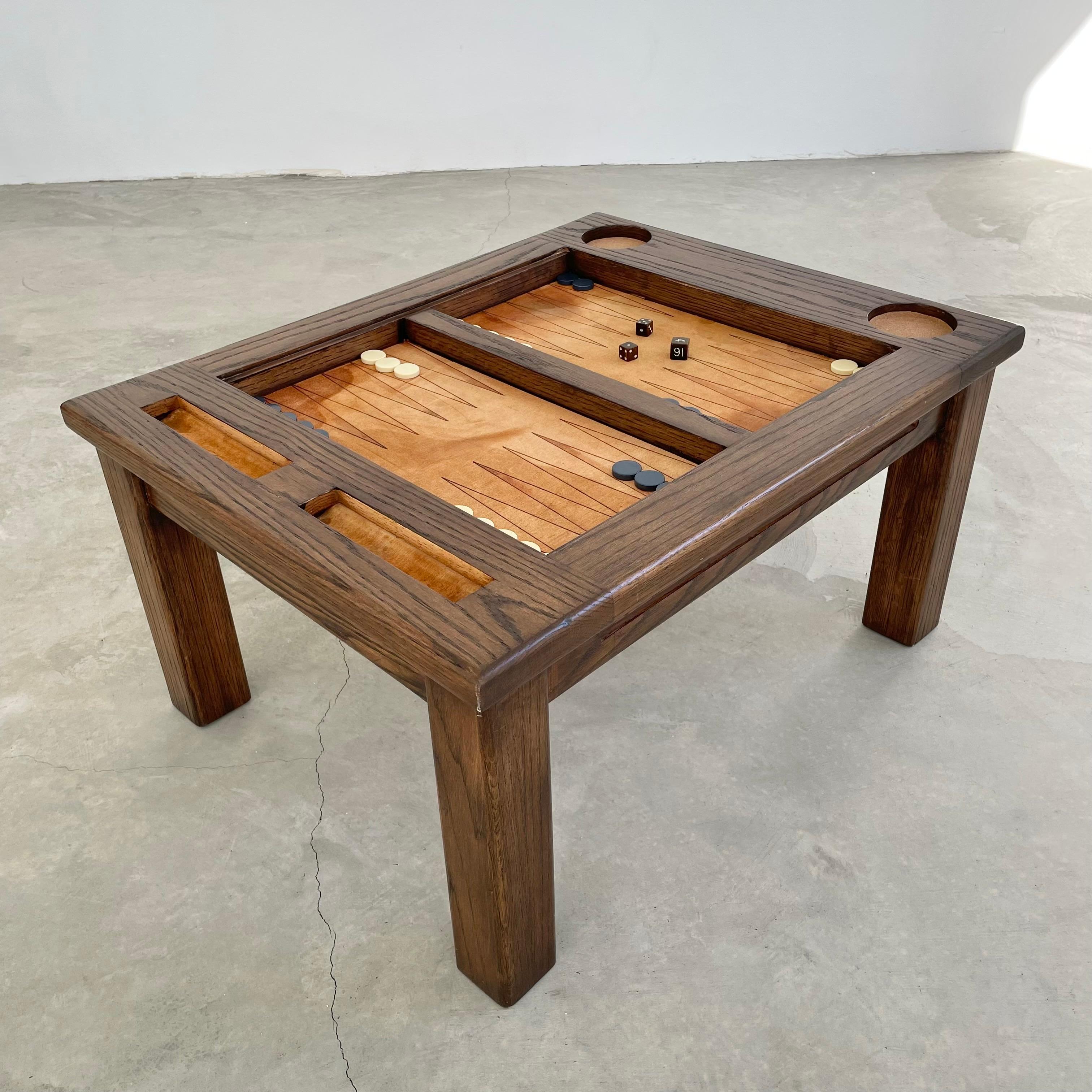 Vintage Oak and Suede Backgammon Table 9