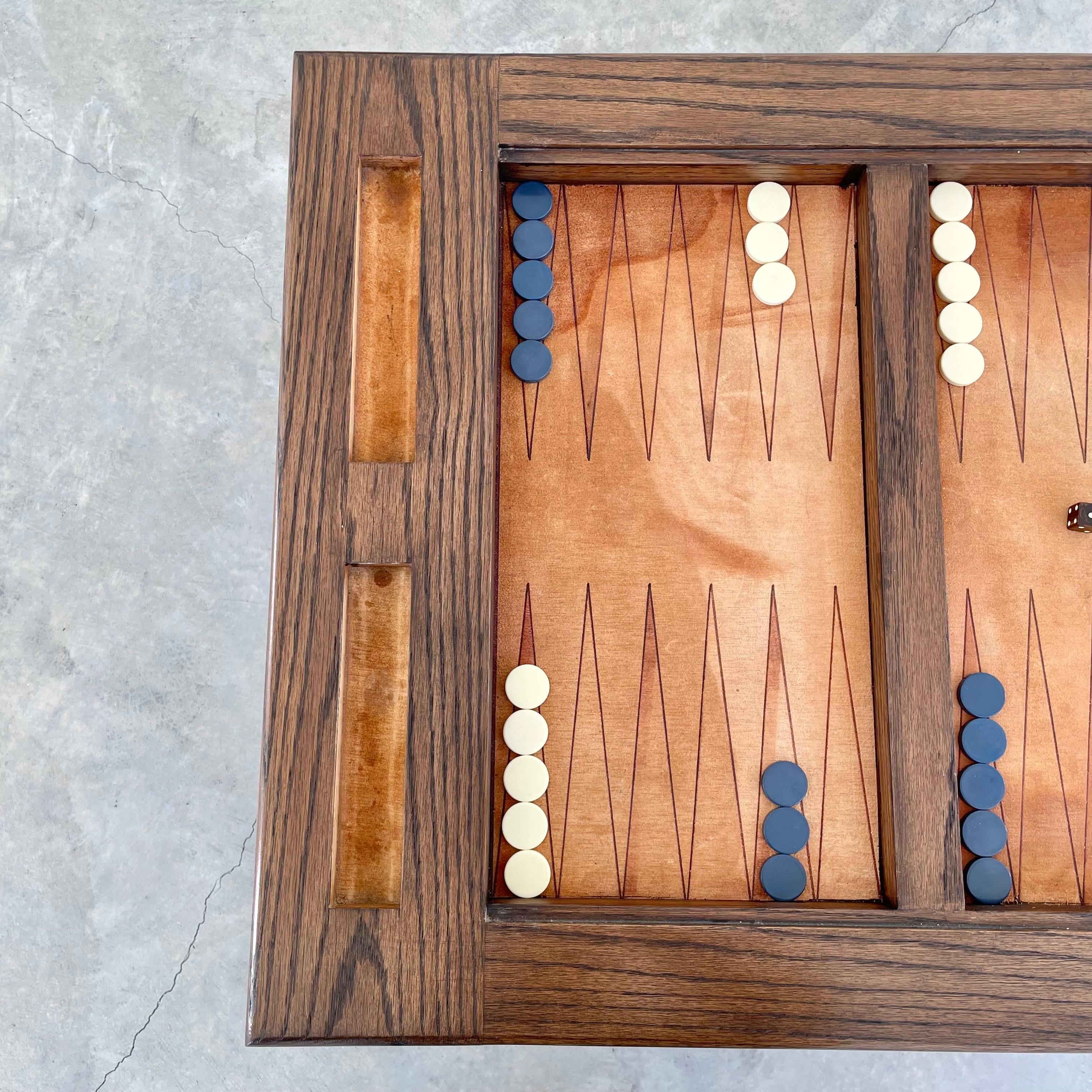 Vintage Oak and Suede Backgammon Table 13