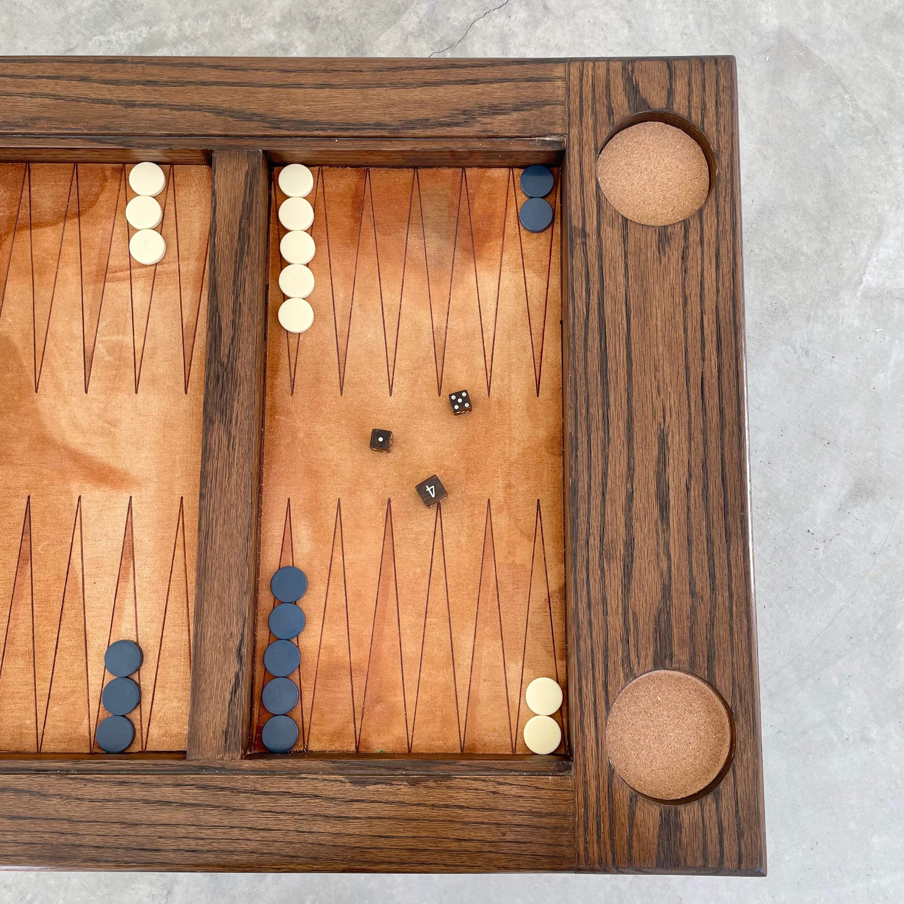 Vintage Oak and Suede Backgammon Table 14