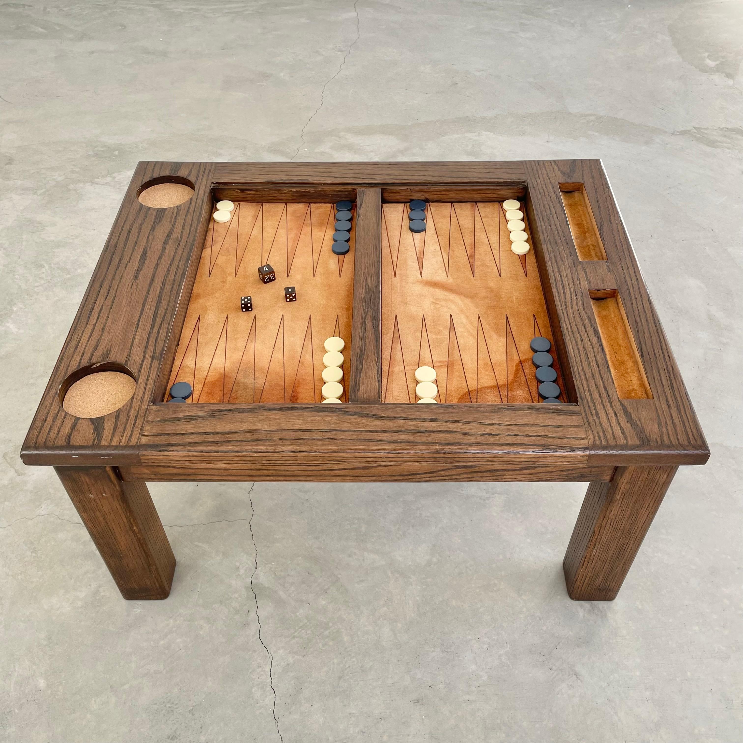 Vintage Oak and Suede Backgammon Table 3