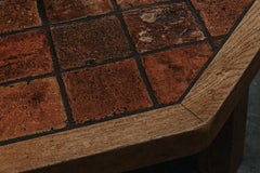 Vintage Oak and Tile Coffee Table From France, Circa 1970