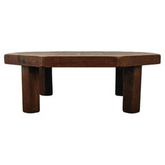 Vintage Oak and Tile Coffee Table From France, Circa 1970