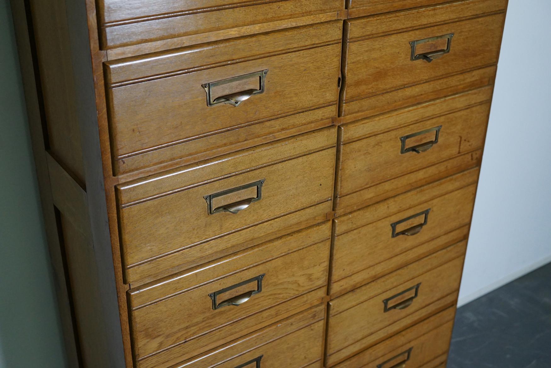 Mid-20th Century Vintage Oak Apothecary / Filing Cabinet, Luxembourg, 1930s