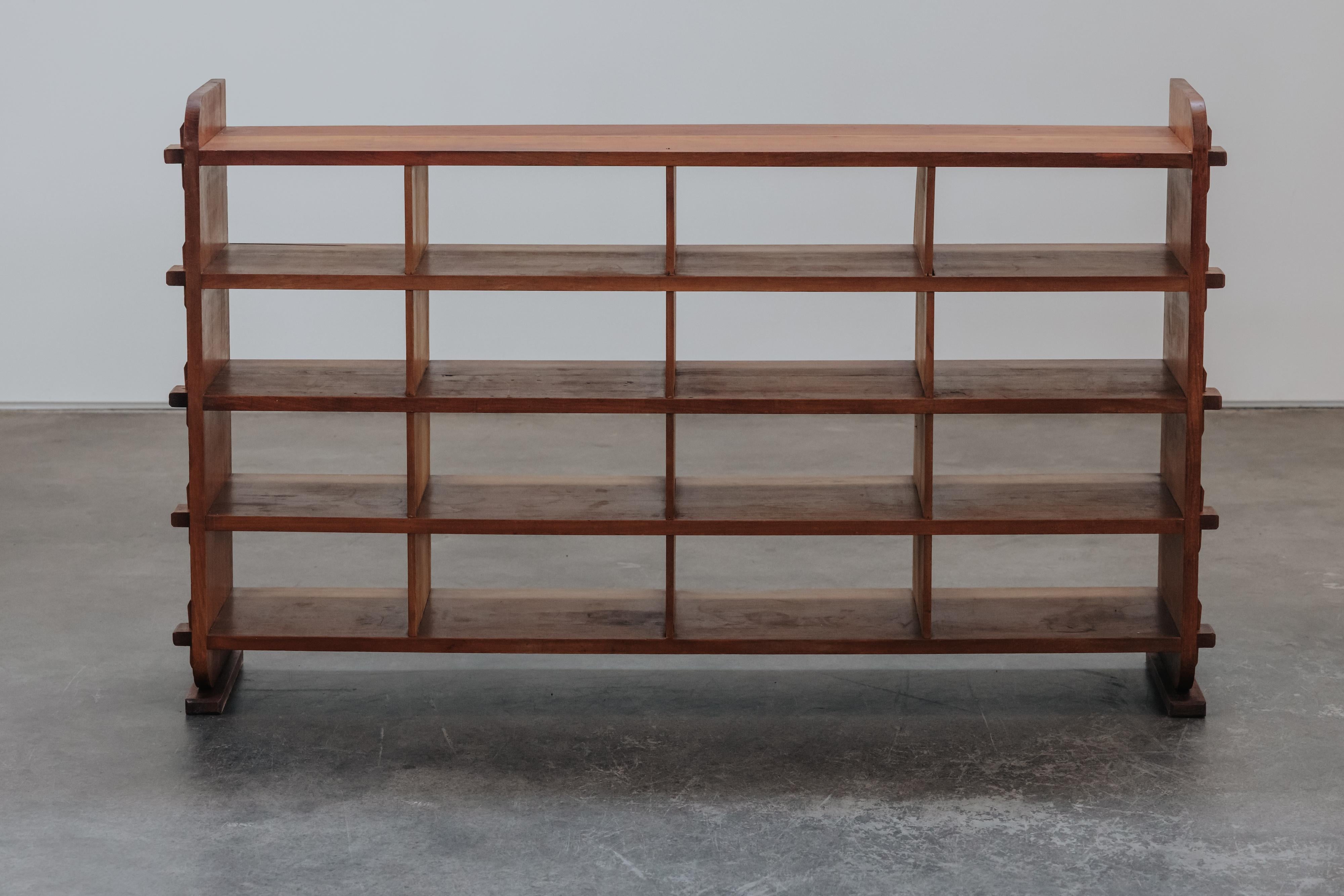 Vintage Oak Architect's Shelf From Belgium, Circa 1950.  Rare model in solid oak with light wear and use.