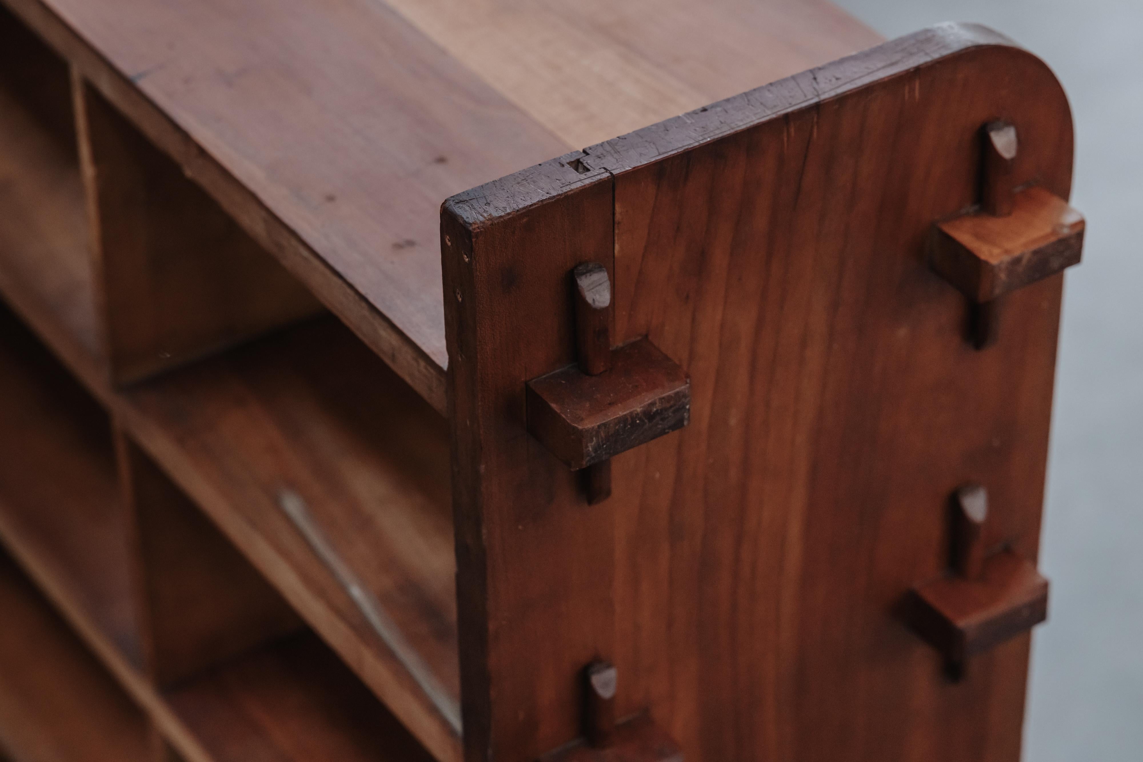 Vintage Oak Architect's Shelf From Belgium, Circa 1950 For Sale 1