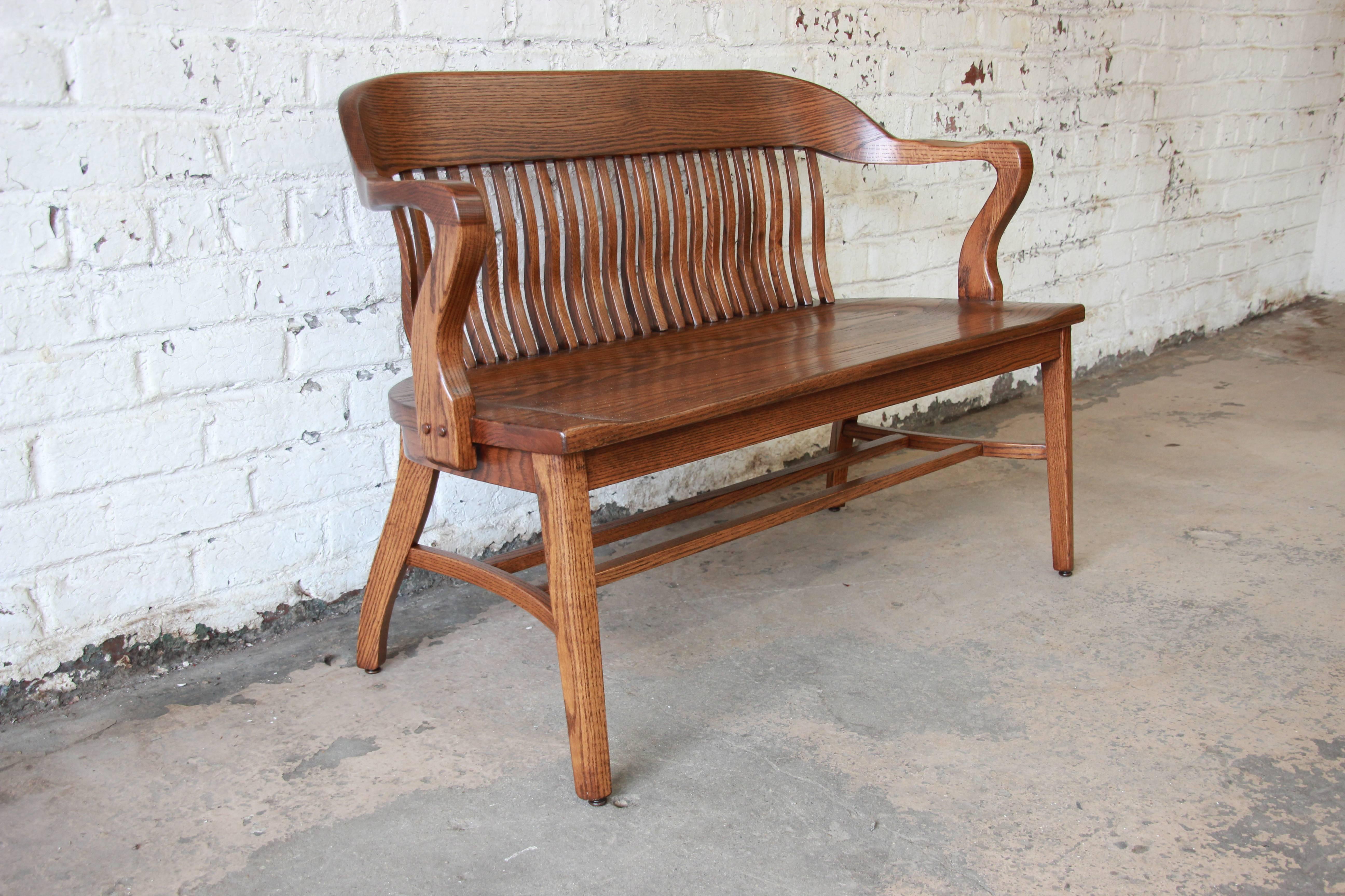 vintage oak bench