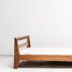 Vintage Oak Bed by René Gabriel, France, 1940s, simple design